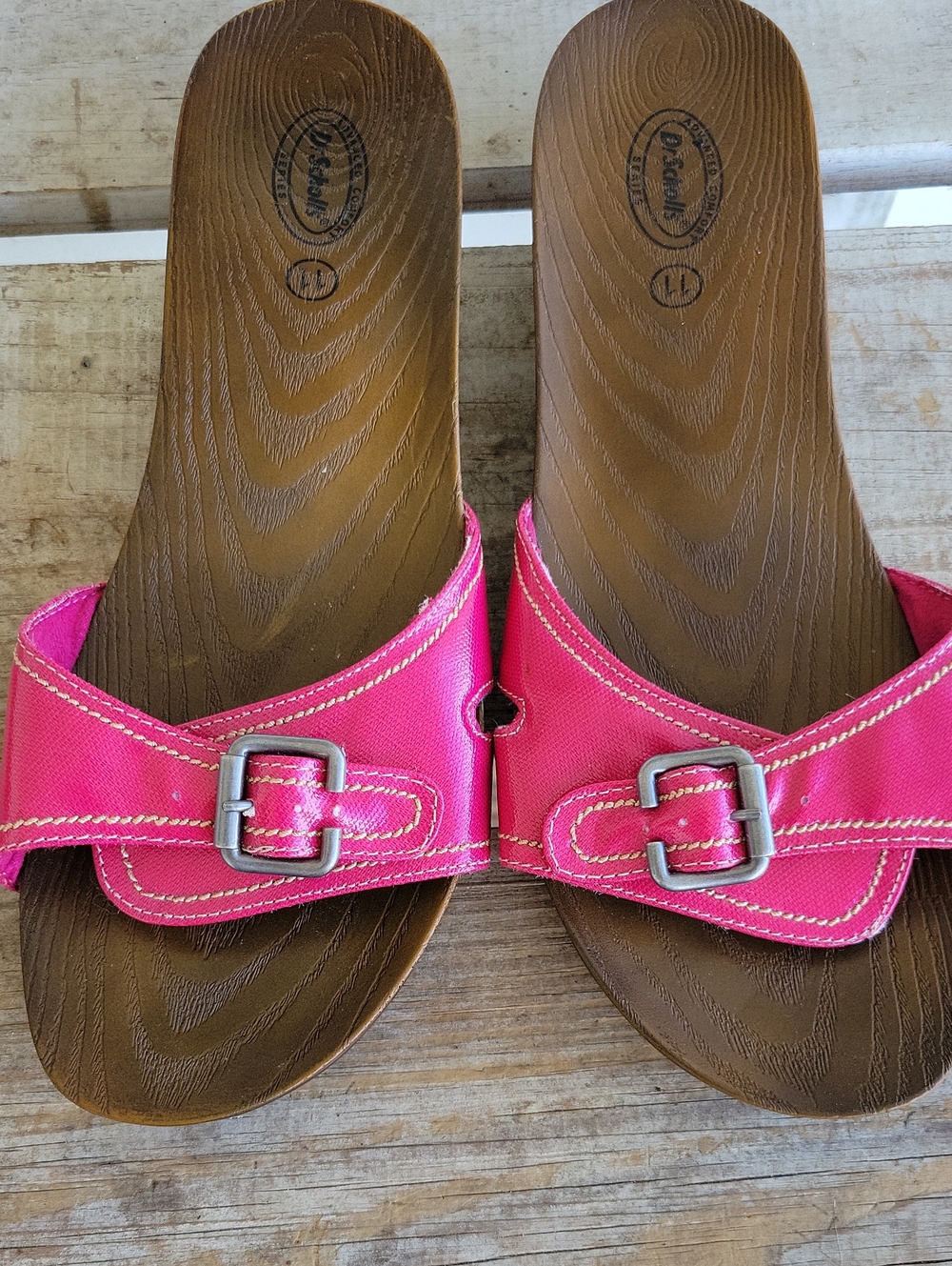 Dr. Scholl's Pink Buckle Slide Sandals Vintage Size 11